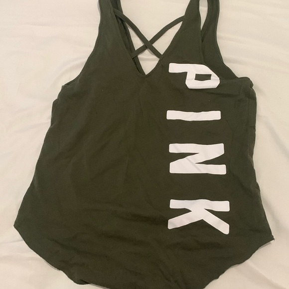 Victoria secret Pink Women’s Size XS Green Crossover Black crop top - Picture 1 of 5